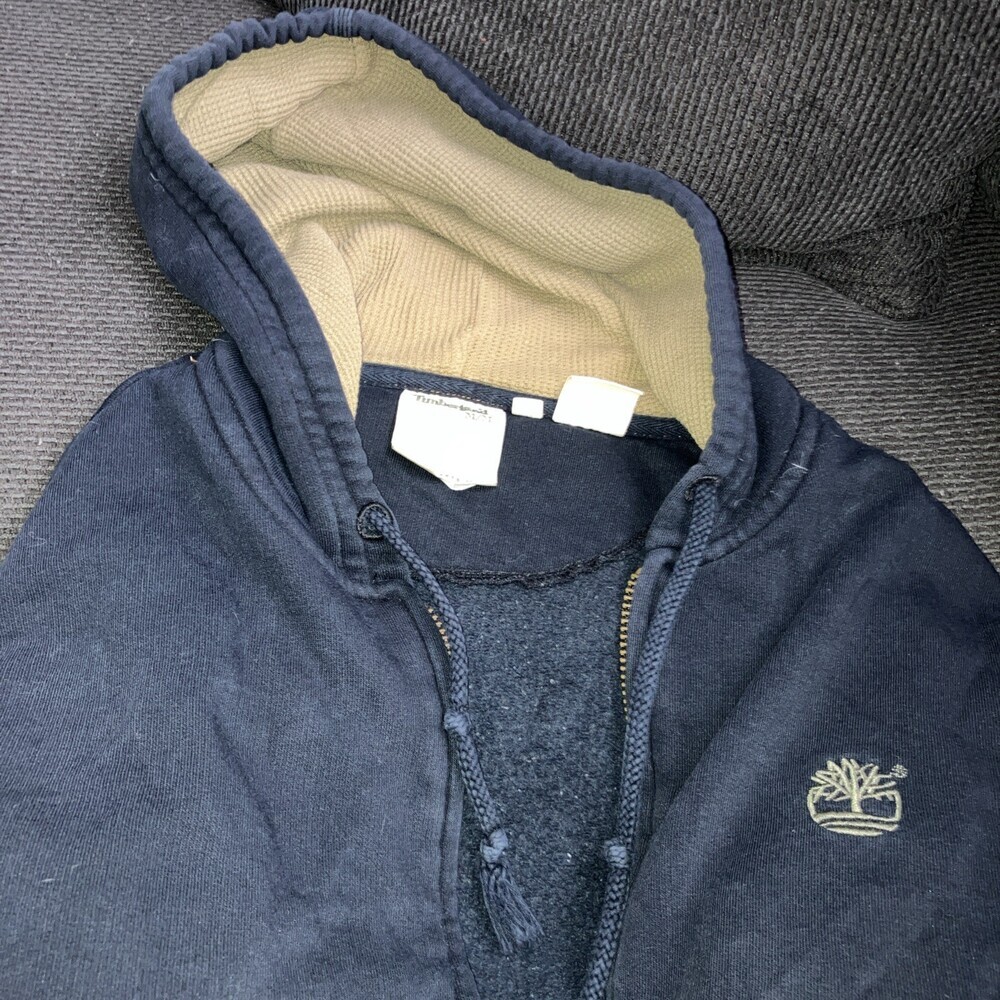 Vintage Timberland Zip Hoodie Mens M Black Full Zip Distressed Outdoor Y2K